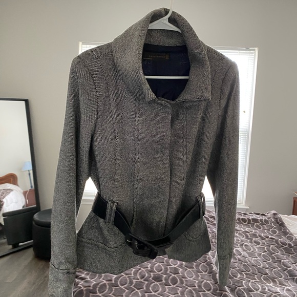 Zara Gray Belted Blazer - Picture 2 of 16